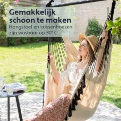 Vita5 XXL Hangstoel | Binnen&Buiten Hangnest | Incl. 2 Kussens En Boekenvak | Volwassenen&Kinderen | Hangmatstoel Tot 225kg | Beige 14 Vita5 XXL Hangstoel | Binnen&Buiten Hangnest | Incl. 2 Kussens En Boekenvak | Volwassenen&Kinderen | Hangmatstoel Tot 225kg | Beige -Fijne Tuinmeubelwinkel 1200x1200 288