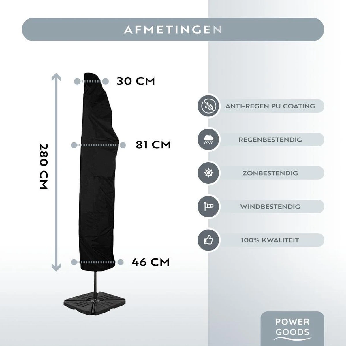 Power Goods Parasolhoes XXL Voor Zweefparasol – Parasolhoes Met Rits En Stok – Parasolhoes Staande Parasol – Tuinmeubelhoezen – Beschermhoes Zweefparasol – Waterproof – Anti-UV – 280 X 81 Cm 2 Power Goods Parasolhoes XXL Voor Zweefparasol – Parasolhoes Met Rits En Stok – Parasolhoes Staande Parasol – Tuinmeubelhoezen – Beschermhoes Zweefparasol – Waterproof – Anti-UV – 280 X 81 Cm - Afbeelding 2