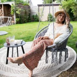 Vita5 Macramé Hangstoel - Voor Binnen En Buiten - Zonder Standaard - Incl. Kussen, Boekenvak En Beschermhoes - Tot 150kg - Grijs 19 Vita5 Macramé Hangstoel - Voor Binnen En Buiten - Zonder Standaard - Incl. Kussen, Boekenvak En Beschermhoes - Tot 150kg - Grijs -Fijne Tuinmeubelwinkel 1200x1200 345