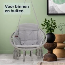Vita5 Macramé Hangstoel - Voor Binnen En Buiten - Zonder Standaard - Incl. Kussen, Boekenvak En Beschermhoes - Tot 150kg - Grijs 21 Vita5 Macramé Hangstoel - Voor Binnen En Buiten - Zonder Standaard - Incl. Kussen, Boekenvak En Beschermhoes - Tot 150kg - Grijs -Fijne Tuinmeubelwinkel 1200x1200 346
