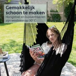 Vita5 XXL Hangstoel - Binnen&Buiten Hangnest - Incl. 2 Kussens En Boekenvak - Volwassenen&Kinderen - Hangmatstoel Tot 225kg - Zwart 14 Vita5 XXL Hangstoel - Binnen&Buiten Hangnest - Incl. 2 Kussens En Boekenvak - Volwassenen&Kinderen - Hangmatstoel Tot 225kg - Zwart -Fijne Tuinmeubelwinkel 1200x1200 353