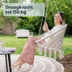 Vita5 Macramé Hangstoel - Voor Binnen En Buiten - Zonder Standaard - Incl. Kussen, Boekenvak En Beschermhoes - Tot 150kg - Beige 16 Vita5 Macramé Hangstoel - Voor Binnen En Buiten - Zonder Standaard - Incl. Kussen, Boekenvak En Beschermhoes - Tot 150kg - Beige -Fijne Tuinmeubelwinkel 1200x1200 432