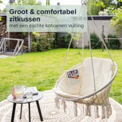 Vita5 Macramé Hangstoel - Voor Binnen En Buiten - Zonder Standaard - Incl. Kussen, Boekenvak En Beschermhoes - Tot 150kg - Beige 18 Vita5 Macramé Hangstoel - Voor Binnen En Buiten - Zonder Standaard - Incl. Kussen, Boekenvak En Beschermhoes - Tot 150kg - Beige -Fijne Tuinmeubelwinkel 1200x1200 434