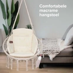 Vita5 Macramé Hangstoel - Voor Binnen En Buiten - Zonder Standaard - Incl. Kussen, Boekenvak En Beschermhoes - Tot 150kg - Beige 19 Vita5 Macramé Hangstoel - Voor Binnen En Buiten - Zonder Standaard - Incl. Kussen, Boekenvak En Beschermhoes - Tot 150kg - Beige -Fijne Tuinmeubelwinkel 1200x1200 435