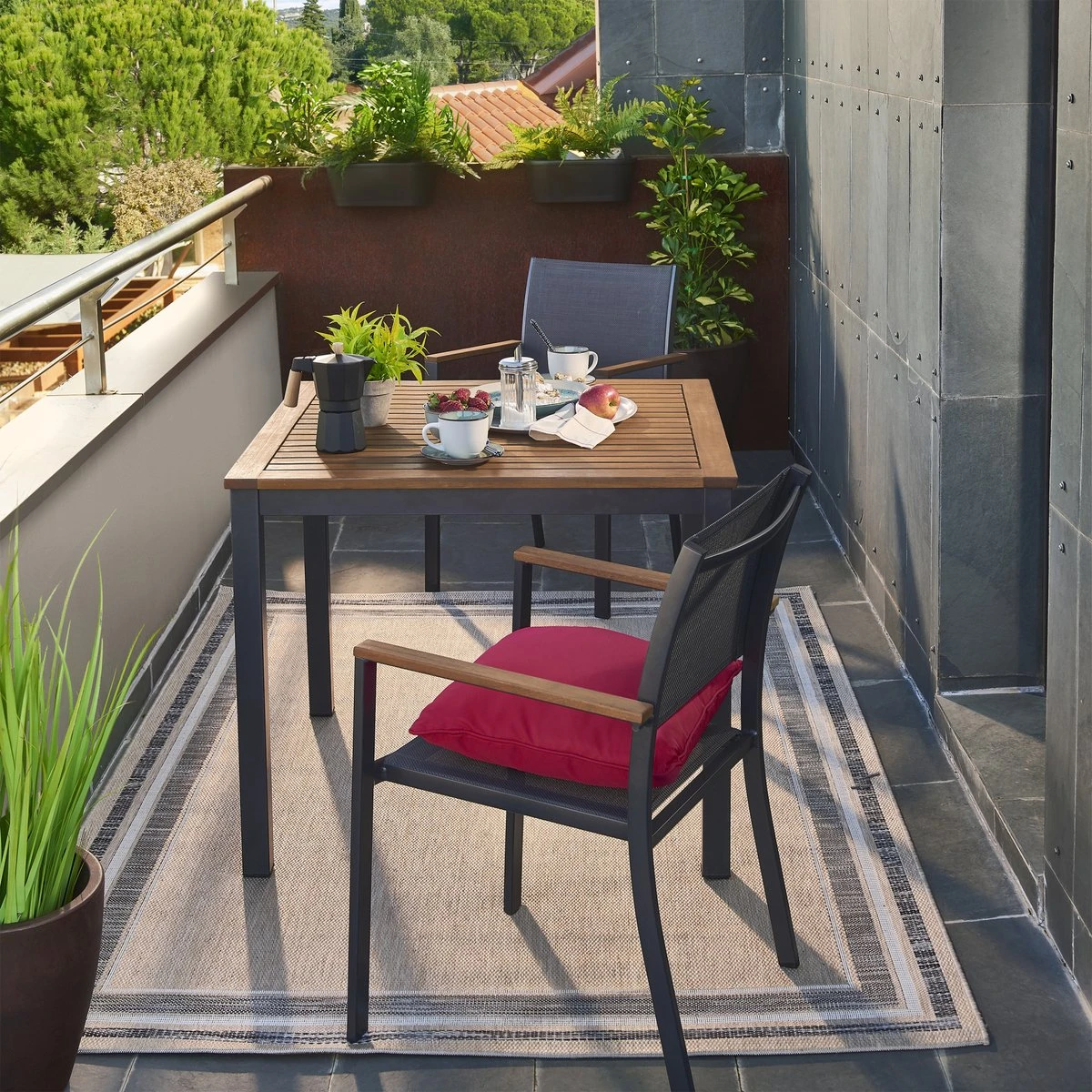 NATERIAL - Tuintafel Vierkant ORIS - 4 Personen - Houten Tafel 90x90 Cm - Aluminium - Met Houten Blad - Eucalyptus 4 NATERIAL - Tuintafel Vierkant ORIS - 4 Personen - Houten Tafel 90x90 Cm - Aluminium - Met Houten Blad - Eucalyptus - Afbeelding 4