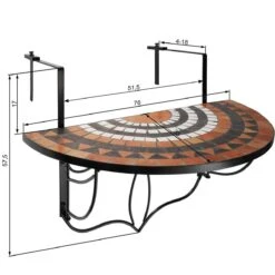 Tectake - Balkontafel Mozaïek Klapbaar - 402774 -Fijne Tuinmeubelwinkel 1200x1200 516