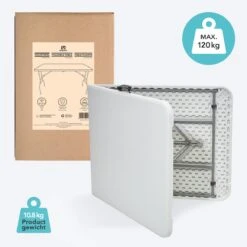 LifeGoods Klaptafel - Inklapbaar - 70x180cm - Verstelbare Vouwtafel - Weerbestendig - Wit -Fijne Tuinmeubelwinkel 1200x1200 525