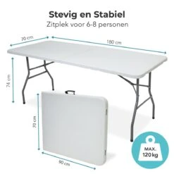 LifeGoods Klaptafel - Inklapbaar - 70x180cm - Verstelbare Vouwtafel - Weerbestendig - Wit -Fijne Tuinmeubelwinkel 1200x1200 527