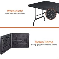 Lenx Klaptafel - Inklapbare Tafel - Opvouwbare Tuintafel - Vouwtafel - Inclusief Handvat En 2 Tafelkleden - 180x75x74cm - 6 Tot 8 Personen -Fijne Tuinmeubelwinkel 1200x1200 551