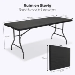 LifeGoods Klaptafel - Inklapbaar - 180 Cm - 6 Tot 8 Personen - Zwart 13 LifeGoods Klaptafel - Inklapbaar - 180 Cm - 6 Tot 8 Personen - Zwart -Fijne Tuinmeubelwinkel 1200x1200 565