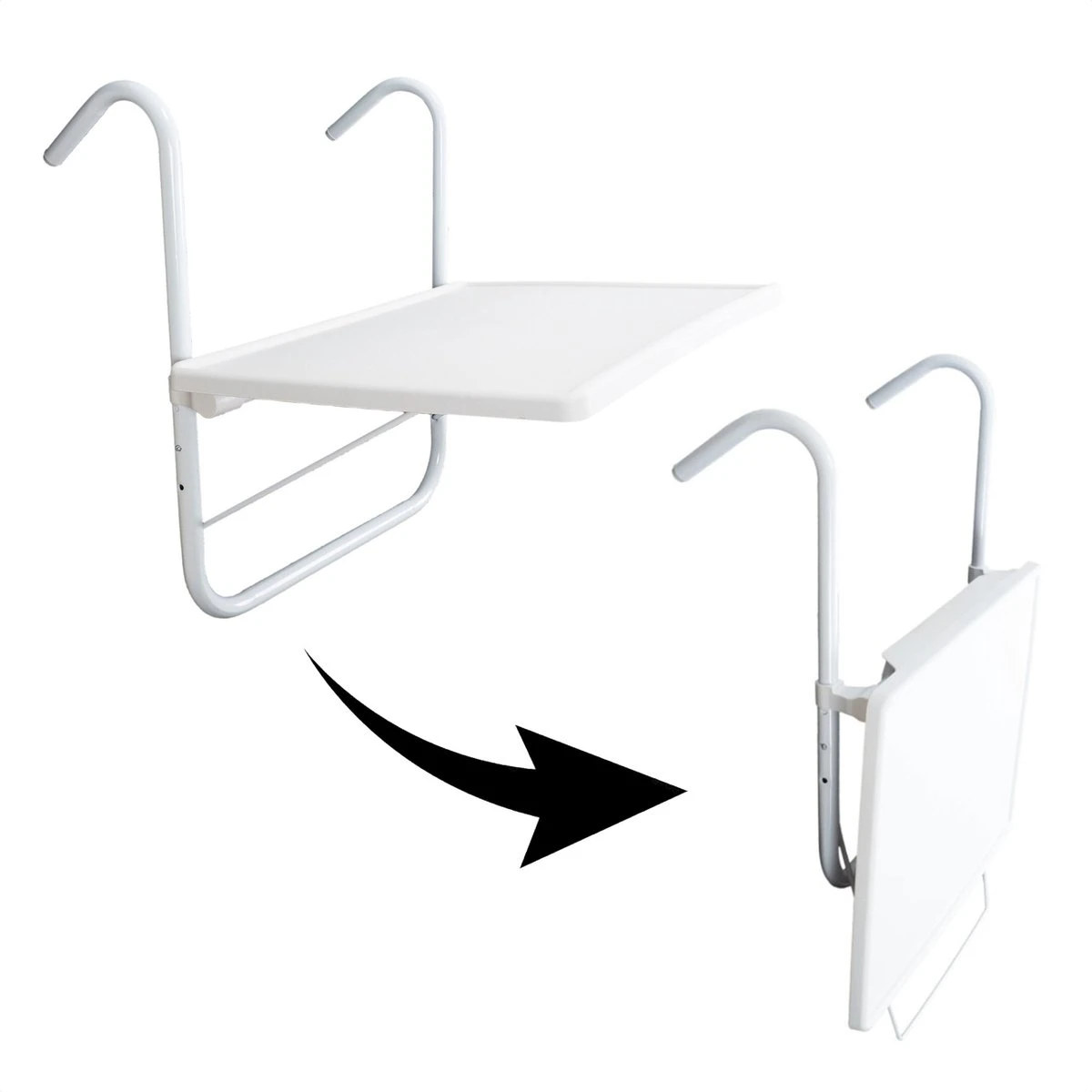 Luxe Inklapbare Balkontafel – 52 X 40 X 56cm – Wit – Hangend – Balkonbar – Balkontafels – Balkontafeltje – Hangtafel Balkon – Balcony Table – Voor Aan Het Balkon – Ophangbaar – Opklapbaar – Tafel – Inklapbaar – Buiten – Tafeltje – Klaptafel 6 Luxe Inklapbare Balkontafel – 52 X 40 X 56cm – Wit – Hangend – Balkonbar – Balkontafels – Balkontafeltje – Hangtafel Balkon – Balcony Table – Voor Aan Het Balkon – Ophangbaar – Opklapbaar – Tafel – Inklapbaar – Buiten – Tafeltje – Klaptafel - Afbeelding 6