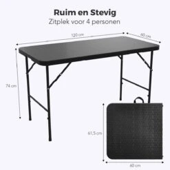 LifeGoods Klaptafel - Inklapbaar - 120 Cm - 4 Personen - Zwart -Fijne Tuinmeubelwinkel 1200x1200 665