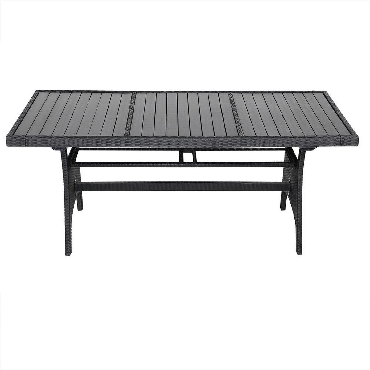 Casaria Polyrattan Tuintafel - WPC Tafelblad 190x90x74 Cm – Zwart 2 Casaria Polyrattan Tuintafel - WPC Tafelblad 190x90x74 Cm – Zwart - Afbeelding 2