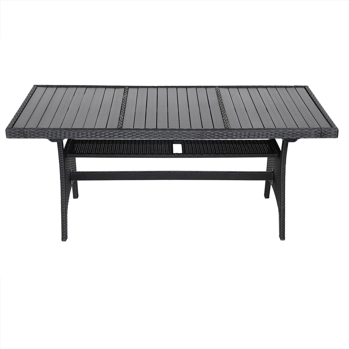 Casaria Polyrattan Tuintafel - WPC Tafelblad 190x90x74 Cm – Zwart 3 Casaria Polyrattan Tuintafel - WPC Tafelblad 190x90x74 Cm – Zwart - Afbeelding 3