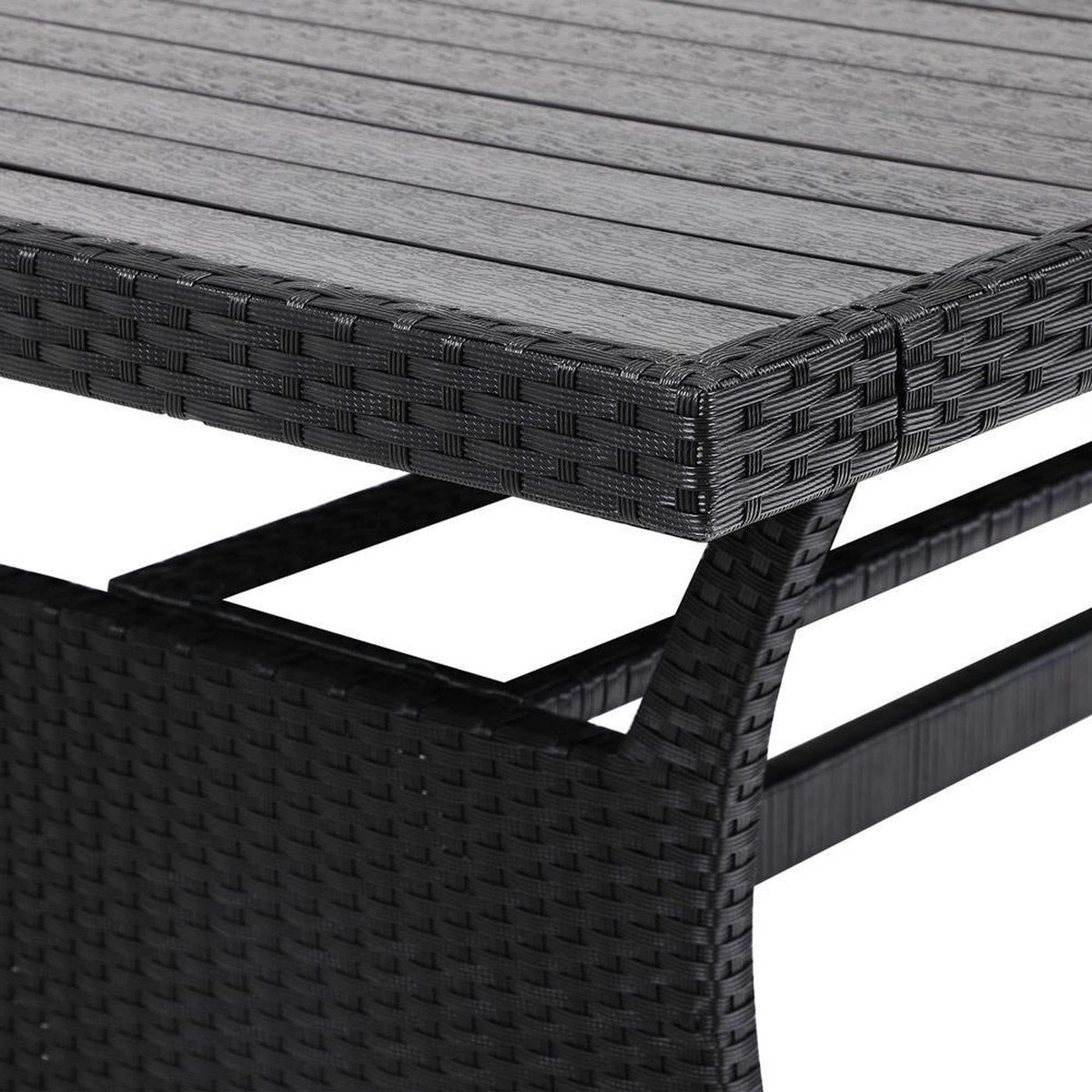 Casaria Polyrattan Tuintafel - WPC Tafelblad 190x90x74 Cm – Zwart 5 Casaria Polyrattan Tuintafel - WPC Tafelblad 190x90x74 Cm – Zwart - Afbeelding 5