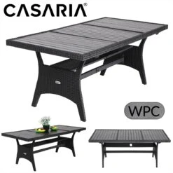 Casaria Polyrattan Tuintafel - WPC Tafelblad 190x90x74 Cm – Zwart 15 Casaria Polyrattan Tuintafel - WPC Tafelblad 190x90x74 Cm – Zwart -Fijne Tuinmeubelwinkel 1200x1200 675