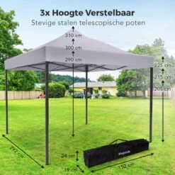LifeGoods Partytent - 3x3 M - Easy Up - Opvouwbaar - Waterdicht - Draagtas Met Wieltjes - Donkergrijs 12 LifeGoods Partytent - 3x3 M - Easy Up - Opvouwbaar - Waterdicht - Draagtas Met Wieltjes - Donkergrijs -Fijne Tuinmeubelwinkel 1200x1200 772