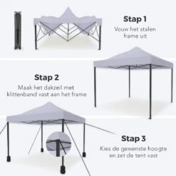 LifeGoods Partytent - 3x3 M - Easy Up - Opvouwbaar - Waterdicht - Draagtas Met Wieltjes - Donkergrijs 15 LifeGoods Partytent - 3x3 M - Easy Up - Opvouwbaar - Waterdicht - Draagtas Met Wieltjes - Donkergrijs -Fijne Tuinmeubelwinkel 1200x1200 775
