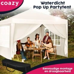 Waterdichte Partytent 3x3 Meter Opvouwbaar Met Zijwanden- Paviljoen Met Zijpanelen - Easy Up - Pop-up Tent Met Haringen, Touw En Anti Slip Poten 12 Waterdichte Partytent 3x3 Meter Opvouwbaar Met Zijwanden- Paviljoen Met Zijpanelen - Easy Up - Pop-up Tent Met Haringen, Touw En Anti Slip Poten -Fijne Tuinmeubelwinkel 1200x1200 790