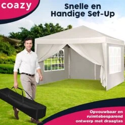 Waterdichte Partytent 3x3 Meter Opvouwbaar Met Zijwanden- Paviljoen Met Zijpanelen - Easy Up - Pop-up Tent Met Haringen, Touw En Anti Slip Poten 13 Waterdichte Partytent 3x3 Meter Opvouwbaar Met Zijwanden- Paviljoen Met Zijpanelen - Easy Up - Pop-up Tent Met Haringen, Touw En Anti Slip Poten -Fijne Tuinmeubelwinkel 1200x1200 791
