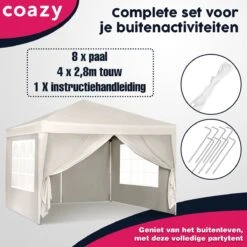Waterdichte Partytent 3x3 Meter Opvouwbaar Met Zijwanden- Paviljoen Met Zijpanelen - Easy Up - Pop-up Tent Met Haringen, Touw En Anti Slip Poten 14 Waterdichte Partytent 3x3 Meter Opvouwbaar Met Zijwanden- Paviljoen Met Zijpanelen - Easy Up - Pop-up Tent Met Haringen, Touw En Anti Slip Poten -Fijne Tuinmeubelwinkel 1200x1200 792