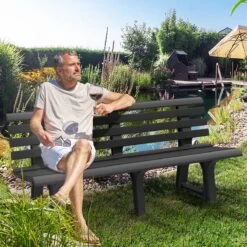 Casaria Tuinbank Orchidea – Kunststof/240kg Belastbaar – Antraciet -Fijne Tuinmeubelwinkel 1200x1200 80