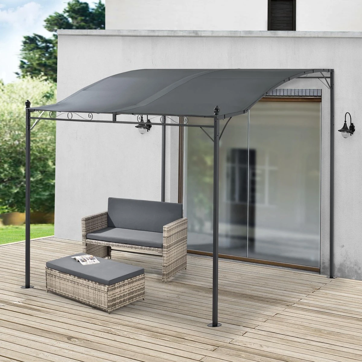 Pergola Tuinpaviljoen 300x250x243 Cm Antraciet Donkergrijs 6 Pergola Tuinpaviljoen 300x250x243 Cm Antraciet Donkergrijs - Afbeelding 6