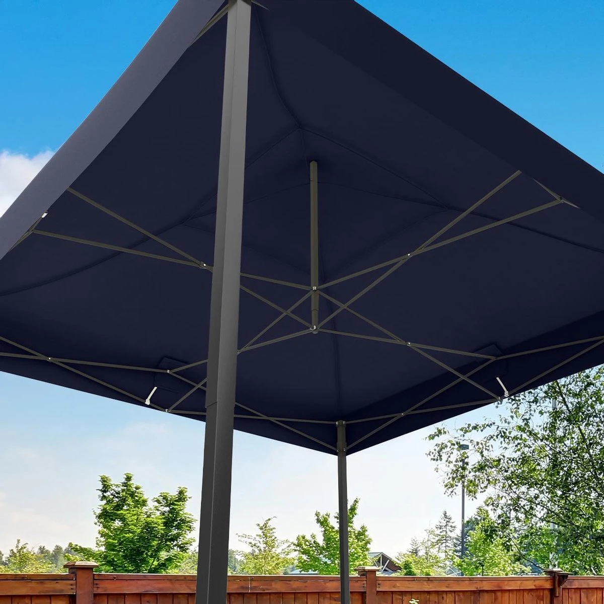 LifeGoods Partytent - 3x3 M - Easy Up - Opvouwbaar - Waterdicht - Draagtas Met Wieltjes - Donkerblauw 4 LifeGoods Partytent - 3x3 M - Easy Up - Opvouwbaar - Waterdicht - Draagtas Met Wieltjes - Donkerblauw - Afbeelding 4