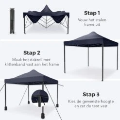 LifeGoods Partytent - 3x3 M - Easy Up - Opvouwbaar - Waterdicht - Draagtas Met Wieltjes - Donkerblauw 19 LifeGoods Partytent - 3x3 M - Easy Up - Opvouwbaar - Waterdicht - Draagtas Met Wieltjes - Donkerblauw -Fijne Tuinmeubelwinkel 1200x1200 849