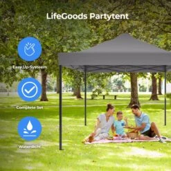 LifeGoods Partytent - 3x4.5 M - Zijwanden - Easy Up - Opvouwbaar - Waterdicht - Draagtas Met Wieltjes - Donkergrijs -Fijne Tuinmeubelwinkel 1200x1200 863