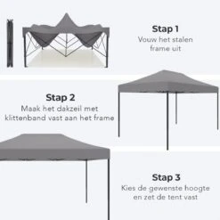 LifeGoods Partytent - 3x4.5 M - Zijwanden - Easy Up - Opvouwbaar - Waterdicht - Draagtas Met Wieltjes - Donkergrijs -Fijne Tuinmeubelwinkel 1200x1200 864