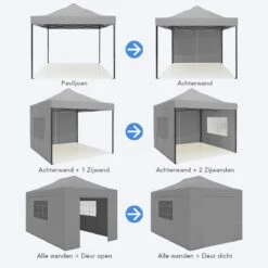 LifeGoods Partytent - 3x4.5 M - Zijwanden - Easy Up - Opvouwbaar - Waterdicht - Draagtas Met Wieltjes - Donkergrijs -Fijne Tuinmeubelwinkel 1200x1200 867
