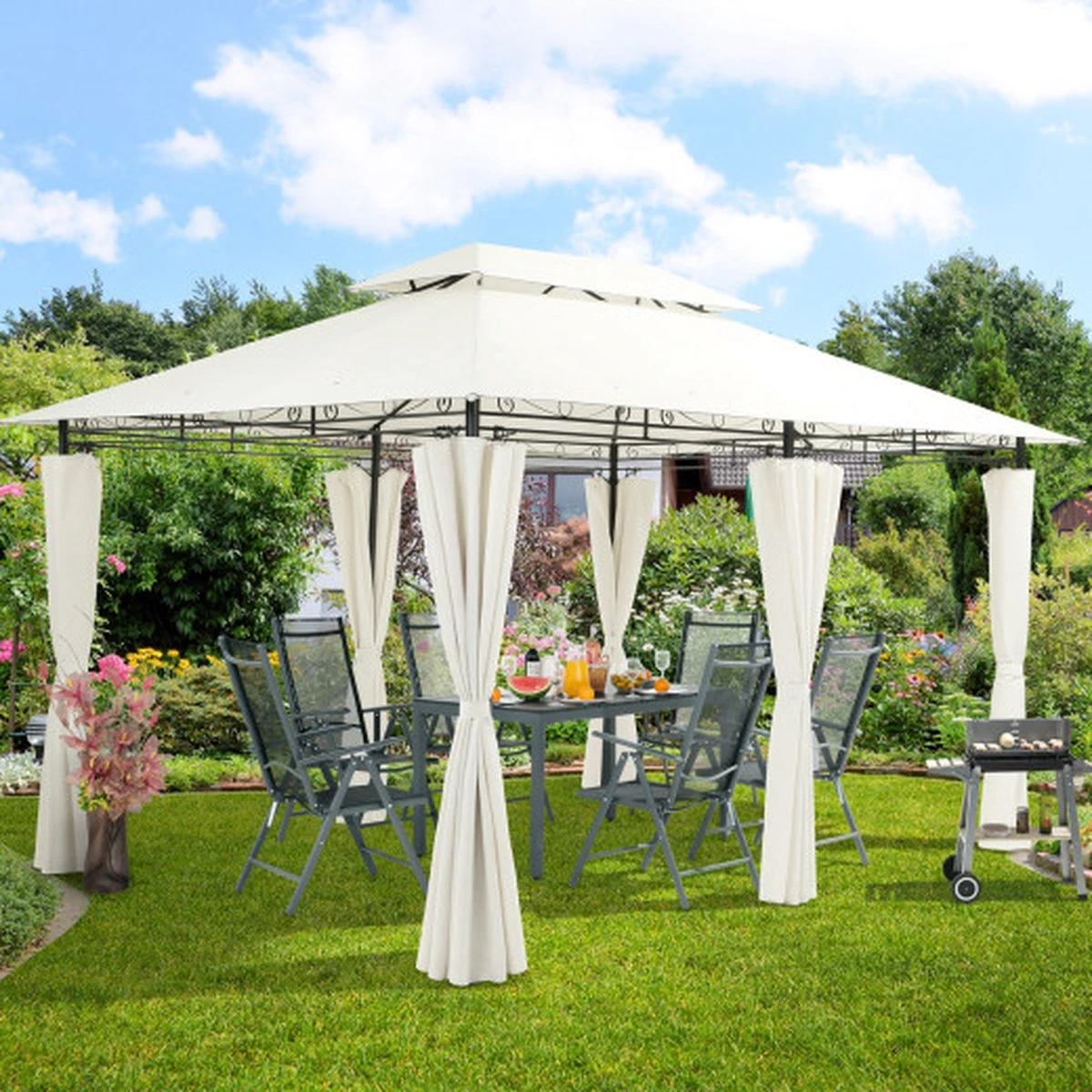 El Jardin - Partytent - 4x3 - Waterdicht Dak - Wanden - Beige Paviljoen 5 El Jardin - Partytent - 4x3 - Waterdicht Dak - Wanden - Beige Paviljoen - Afbeelding 5
