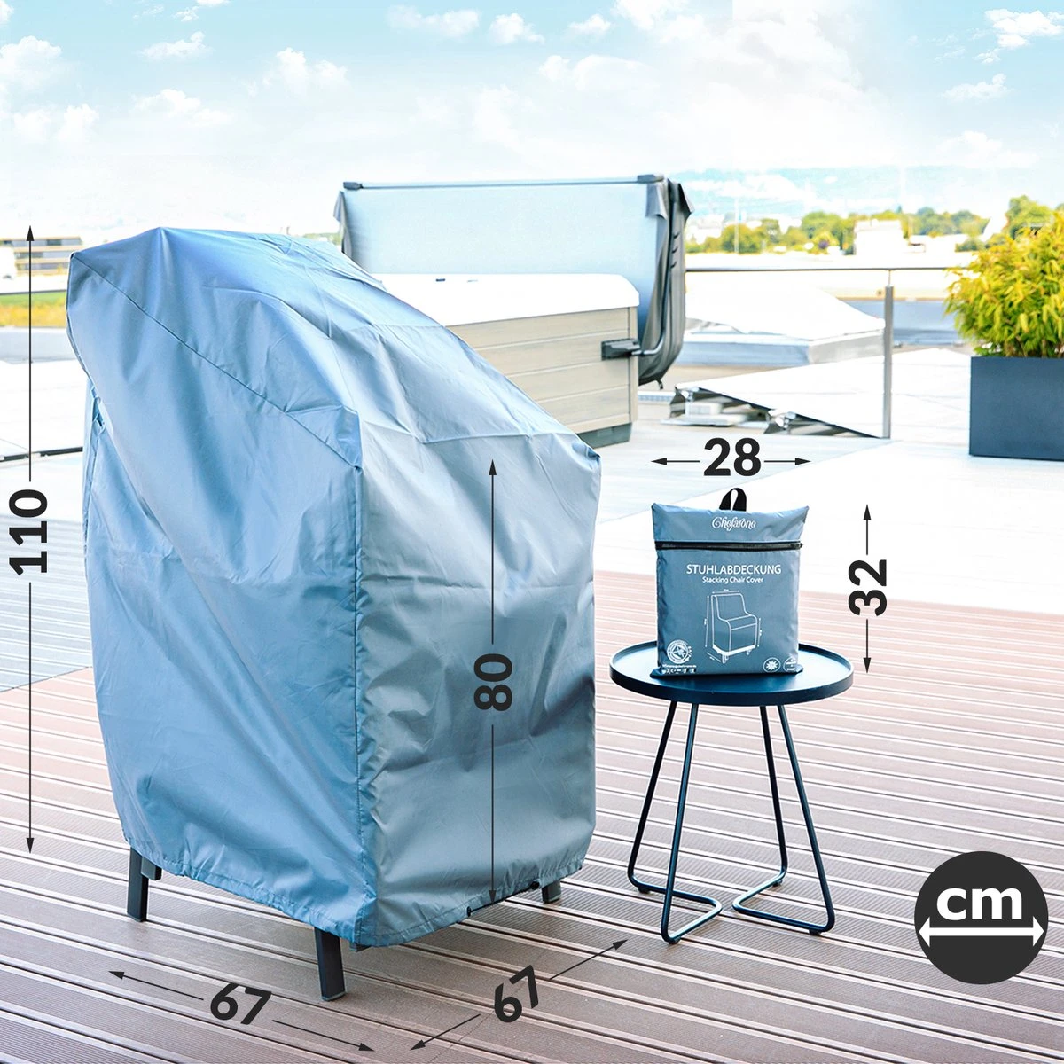 Chefarone Beschermhoes Tuinstoelen - Tuinstoelen Hoes - Tuinmeubelen - Weerbestendig - UV-bescherming - Grijs 2 Chefarone Beschermhoes Tuinstoelen - Tuinstoelen Hoes - Tuinmeubelen - Weerbestendig - UV-bescherming - Grijs - Afbeelding 2