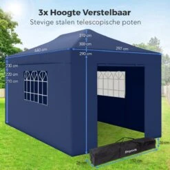LifeGoods Partytent - 3x4.5 M - Zijwanden - Easy Up - Opvouwbaar - Waterdicht - Draagtas Met Wieltjes - Donkerblauw 14 LifeGoods Partytent - 3x4.5 M - Zijwanden - Easy Up - Opvouwbaar - Waterdicht - Draagtas Met Wieltjes - Donkerblauw -Fijne Tuinmeubelwinkel 1200x1200 934