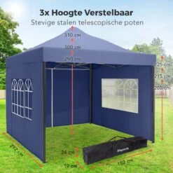LifeGoods Partytent - 3x3 M - Zijwanden - Easy Up - Opvouwbaar - Waterdicht - Draagtas Met Wieltjes - Donkerblauw 14 LifeGoods Partytent - 3x3 M - Zijwanden - Easy Up - Opvouwbaar - Waterdicht - Draagtas Met Wieltjes - Donkerblauw -Fijne Tuinmeubelwinkel 1200x1200 942