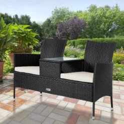 Casaria Polyrattan Tuinbank - Incl. Kussen - 143x55x88 Cm Zwart 13 Casaria Polyrattan Tuinbank - Incl. Kussen - 143x55x88 Cm Zwart -Fijne Tuinmeubelwinkel 1200x1200 95