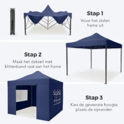 LifeGoods Partytent - 3x3 M - Zijwanden - Easy Up - Opvouwbaar - Waterdicht - Draagtas Met Wieltjes - Donkerblauw 22 LifeGoods Partytent - 3x3 M - Zijwanden - Easy Up - Opvouwbaar - Waterdicht - Draagtas Met Wieltjes - Donkerblauw -Fijne Tuinmeubelwinkel 1200x1200 950
