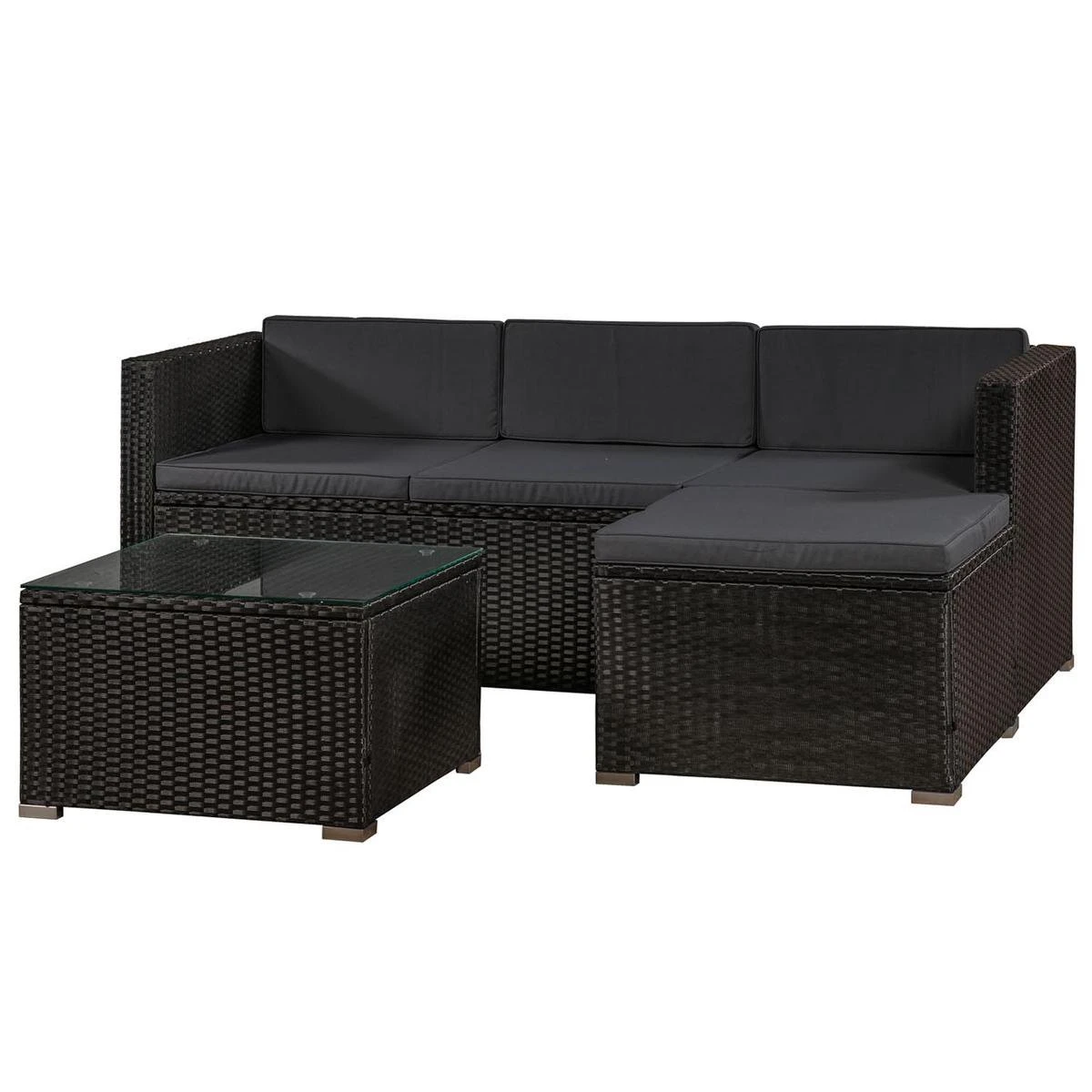 Polyrotan Loungeset Punta Cana L - Zwart 2 Polyrotan Loungeset Punta Cana L - Zwart - Afbeelding 2