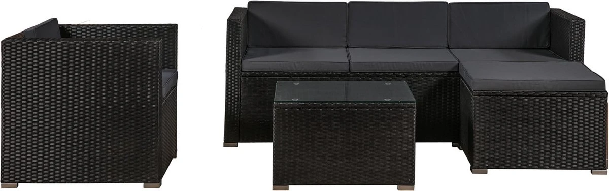 Polyrotan Loungeset Punta Cana L - Zwart 11 Polyrotan Loungeset Punta Cana L - Zwart - Afbeelding 11