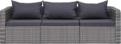 VidaXL 3-delige Loungeset Met Kussens Poly Rattan Grijs -Fijne Tuinmeubelwinkel 1200x442