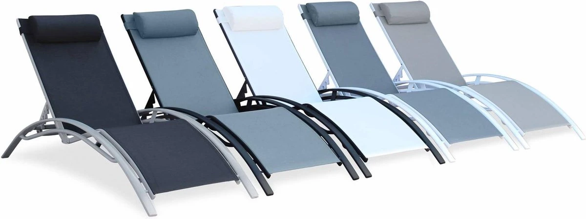 Alice's Garden Louisa Ligstoelen - Aluminium/Textileen - 1,67 M - Antraciet/Grijs 3 Alice's Garden Louisa Ligstoelen - Aluminium/Textileen - 1,67 M - Antraciet/Grijs - Afbeelding 3