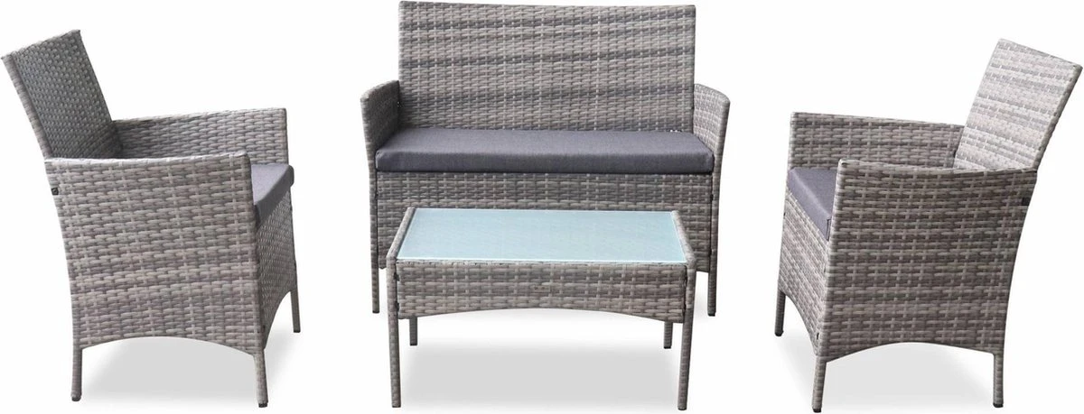 Alice's Garden Loungeset Moltès - 4 Plaatsen - Wicker - Kleine Set - Tinten Grijs/grijs 8 Alice's Garden Loungeset Moltès - 4 Plaatsen - Wicker - Kleine Set - Tinten Grijs/grijs - Afbeelding 8