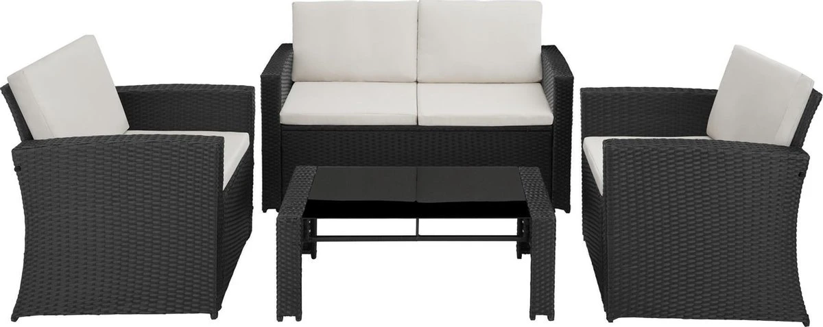 Tectake - Wicker Zitgroep Tuinset Lucca - Zwart - 404131 7 Tectake - Wicker Zitgroep Tuinset Lucca - Zwart - 404131 - Afbeelding 7