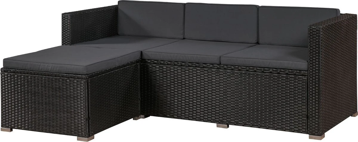 Polyrotan Loungeset Punta Cana L - Zwart 13 Polyrotan Loungeset Punta Cana L - Zwart - Afbeelding 13