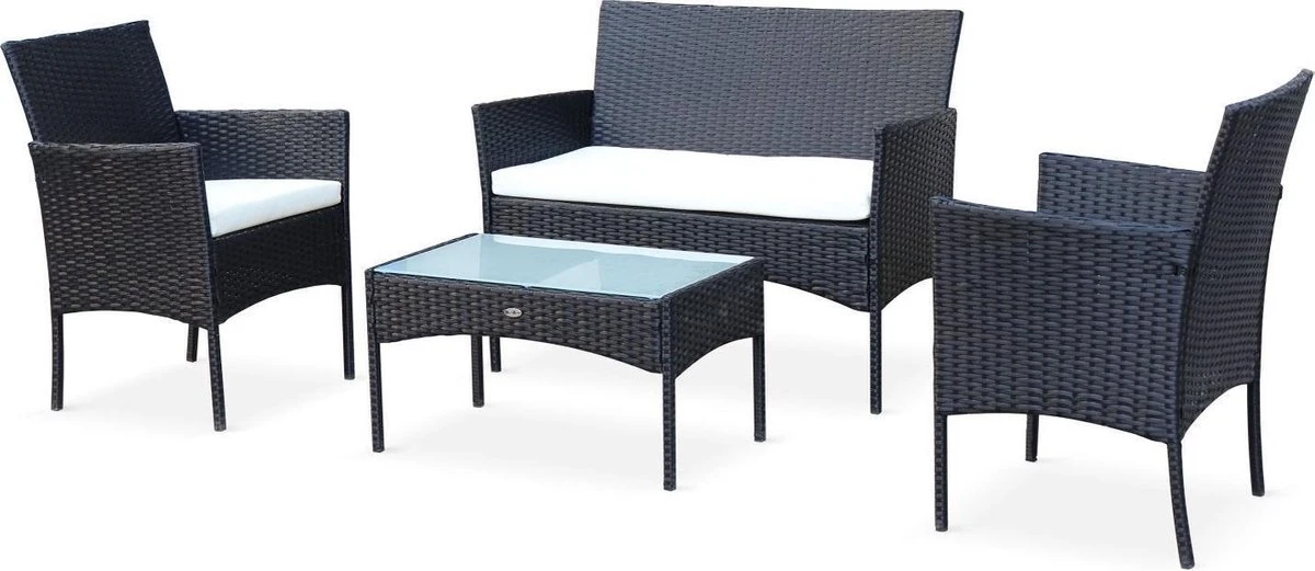 Tuinmeubel Van Gevlochten Hars, 4 Plaatsen 1 Tuinmeubel Van Gevlochten Hars, 4 Plaatsen