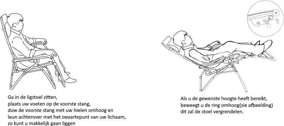 Brulo - Ligstoel Tuin - Ligstoelen - Strandstoel Opvouwbaar - Tuinstoel - Incl Tafel En Hoofdkussen 4 Brulo - Ligstoel Tuin - Ligstoelen - Strandstoel Opvouwbaar - Tuinstoel - Incl Tafel En Hoofdkussen - Afbeelding 4