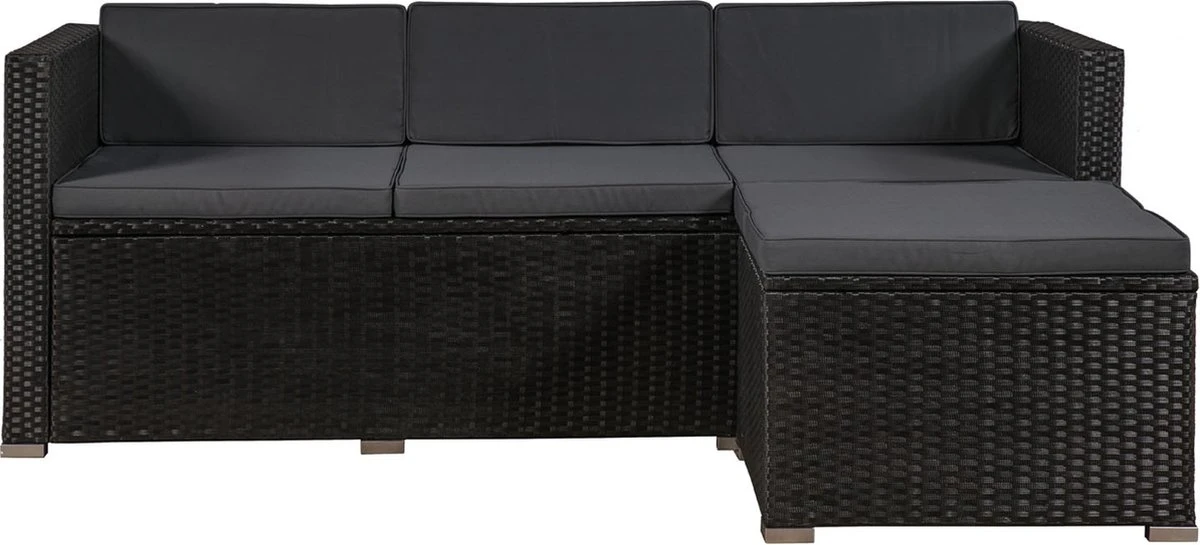 Polyrotan Loungeset Punta Cana L - Zwart 4 Polyrotan Loungeset Punta Cana L - Zwart - Afbeelding 4