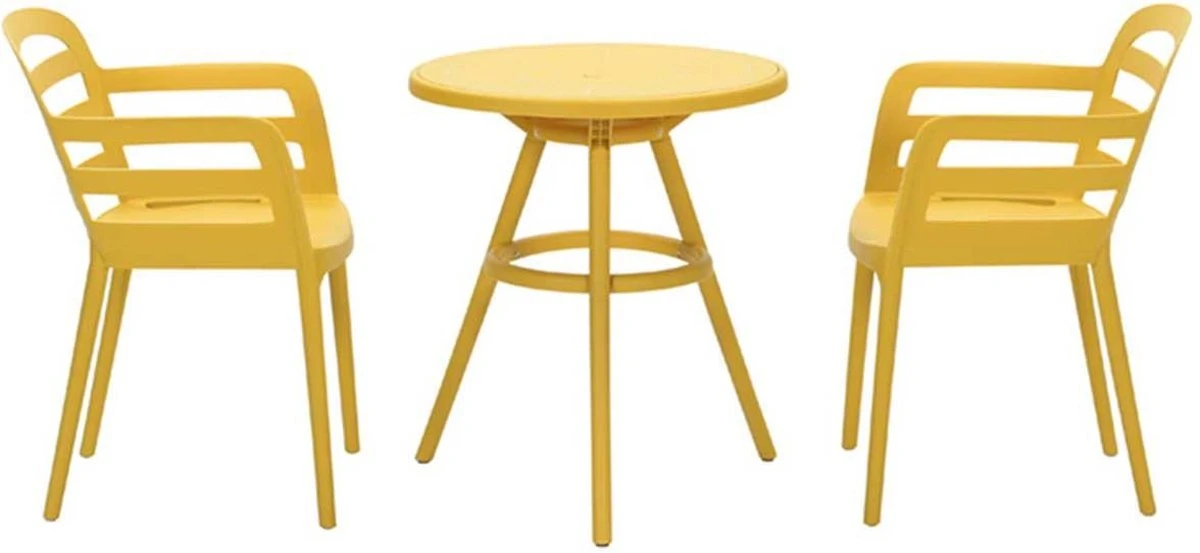 Garden Impressions Mira 3-delige Balkonset - Faria Tuintafel Ø 60 Cm - Okergeel 1 Garden Impressions Mira 3-delige Balkonset - Faria Tuintafel Ø 60 Cm - Okergeel