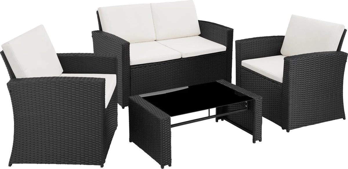 Tectake - Wicker Zitgroep Tuinset Lucca - Zwart - 404131 1 Tectake - Wicker Zitgroep Tuinset Lucca - Zwart - 404131